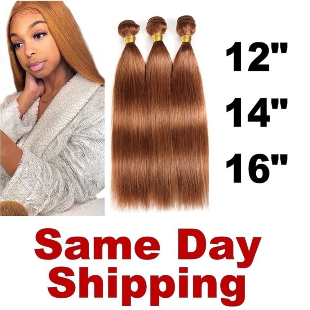 Brown Bundles Human Hair #30 Straight 12 14 16 100% Virgin Brazilian Remy Hair